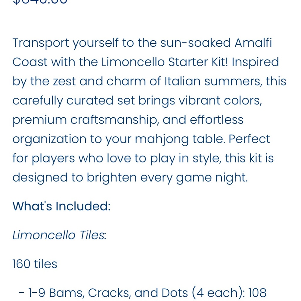 Oh My Mahjong Limoncello Tiles Board Game Set with Capri Mat and Pushers - Picture 10 of 10